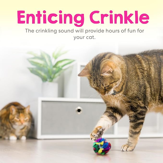 Cat Crinkle Balls 1.5 Inch | 12 Pack | Soft Lightweight Indoor Cat Toys - Image 2