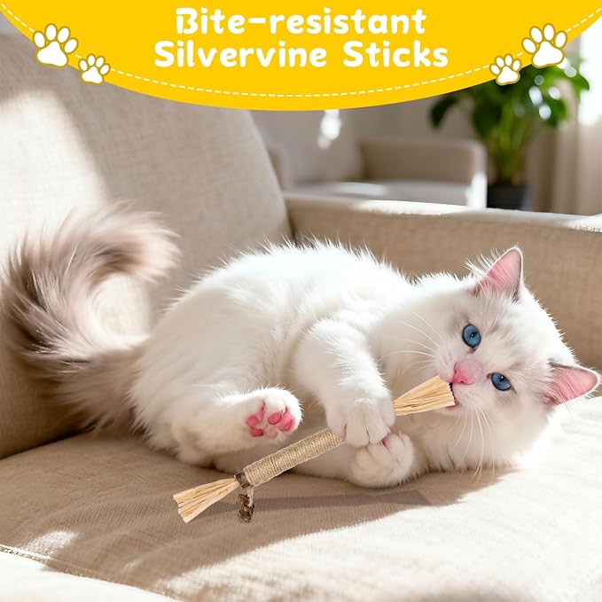 9 Pack Silvervine Sticks for Cats, Natural Cat Chew Stick Cat Toys Set - Image 7
