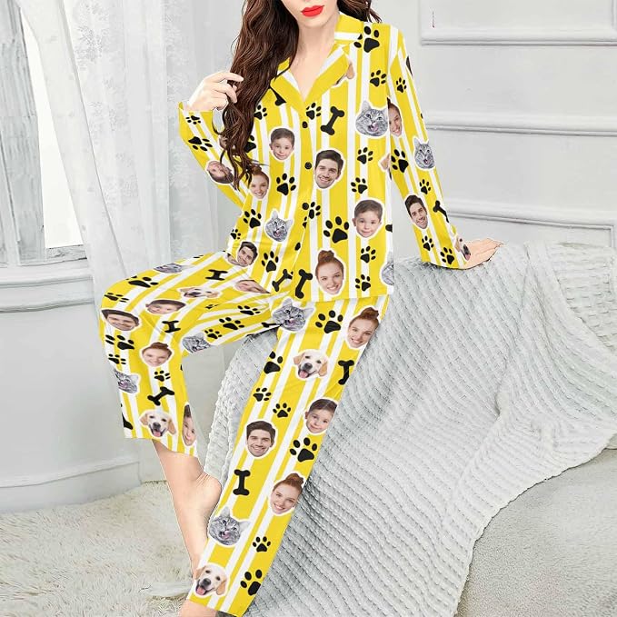 Artsadd Custom Pajamas for Women Men Family, Personalized Face Pjs Pajama Pants - Image 3