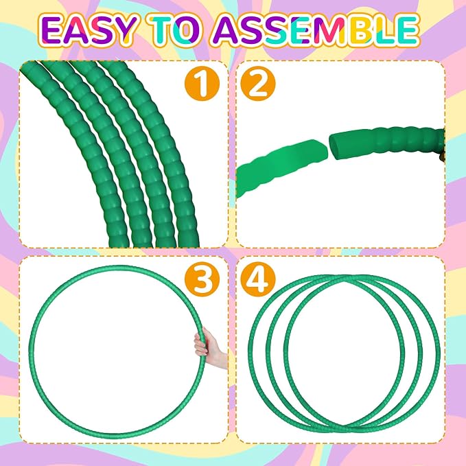 Shappy 6 Pcs Exercise Hoop Detachable Adjustable Plastic Toy Playground Toys - Image 2