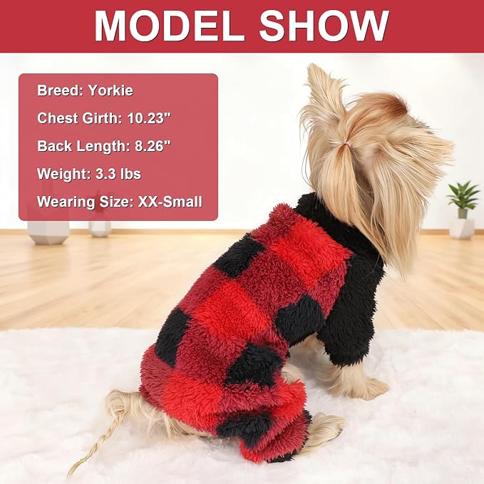 Sebaoyu Christmas Dog Pajamas for Small Dogs, Fleece Dog Sweater, Winter Cute - Image 5