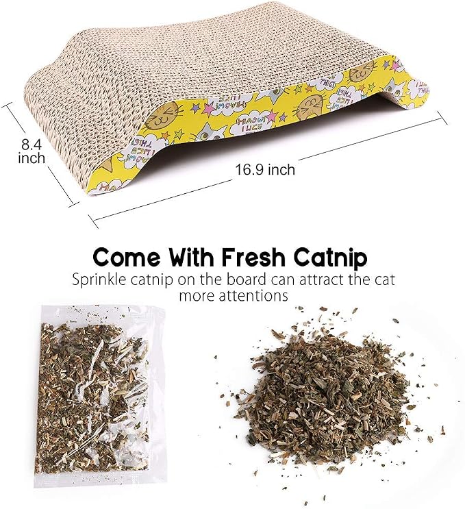 PrimePets Cat Scratching Board, 2 Pack Cat Scratcher Cardboard, Cat Scratch Pad - Image 2