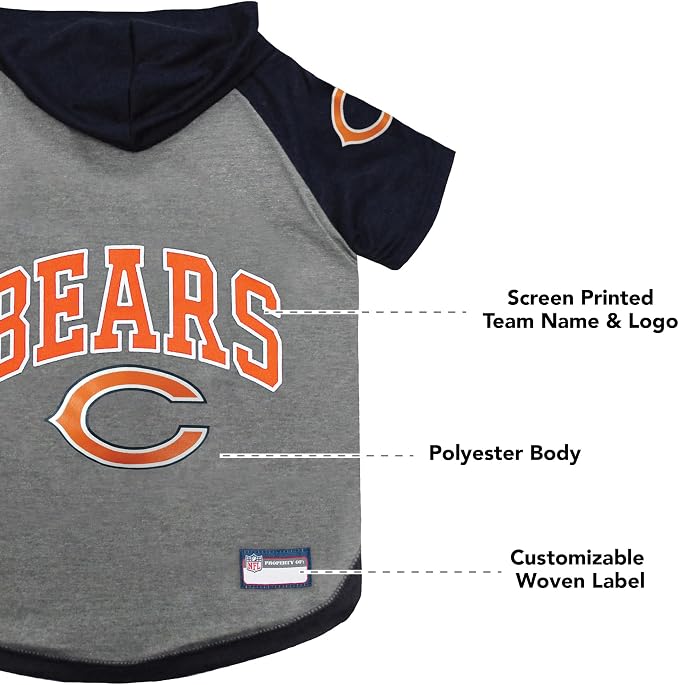 Pets First Hoodie T-Shirt for Dogs & Cats. NFL Chicago Bears Football Licensed - Image 5