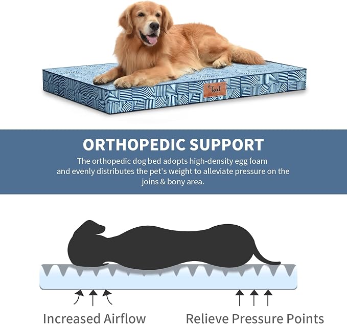 Outdoor Large Washable Dog Bed, Orthopedic Egg Crate Foam Dog Crate Mat - Image 5