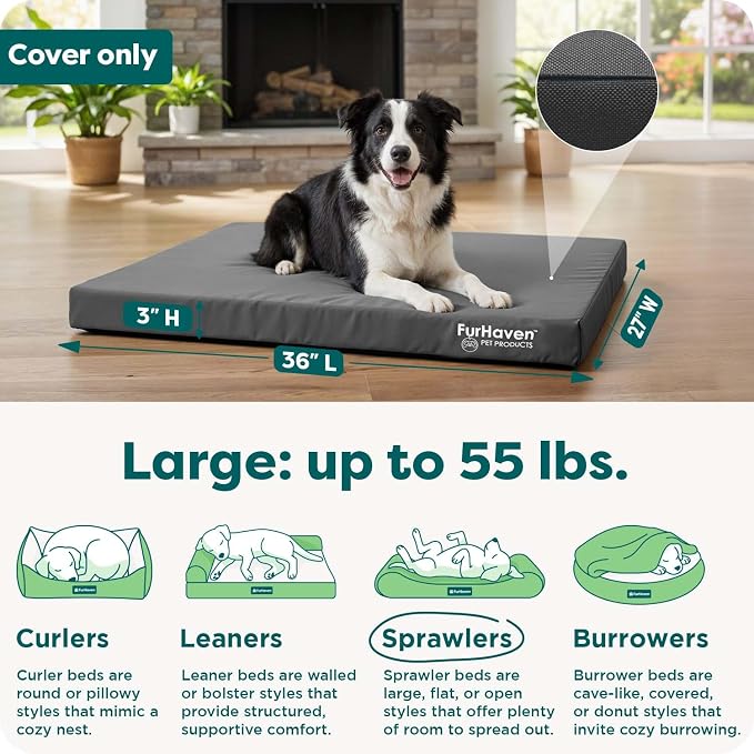 Furhaven Replacement Dog Bed Cover Water-Resistant Indoor/Outdoor Logo Print - Image 3