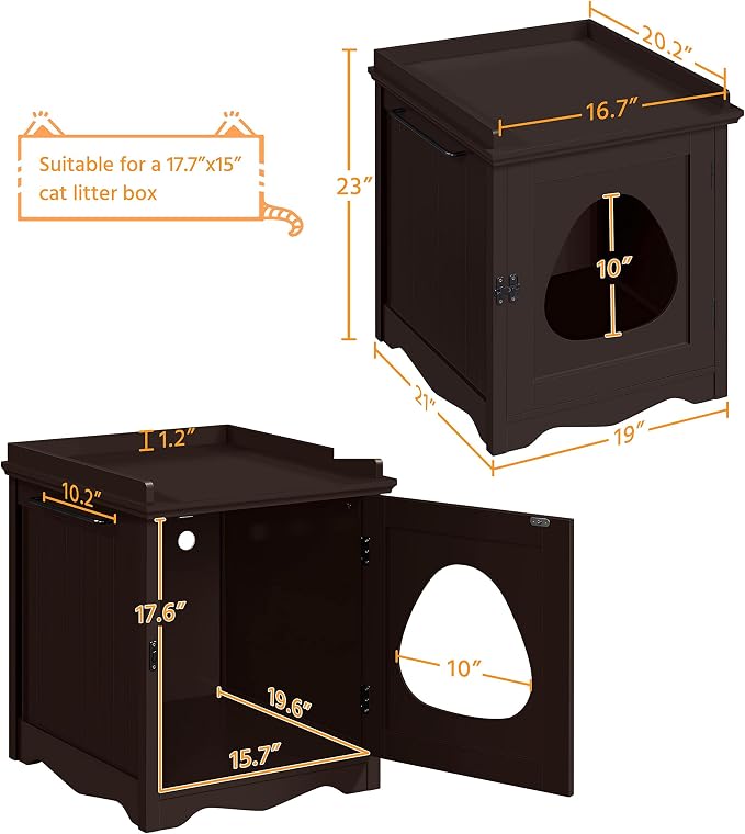 Yaheetech Cat Litter Box Enclosure, Hidden Litter Box Furniture - Image 6