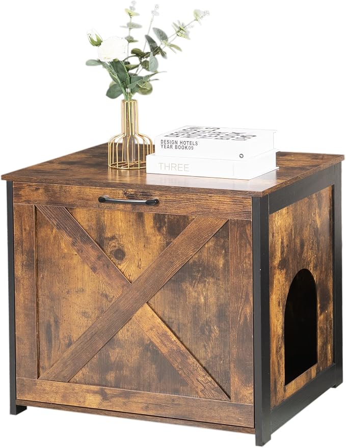 Dwanton Cat Litter Box Furniture Hidden, Cat Litter Box Enclosure, Reversible - Image 8