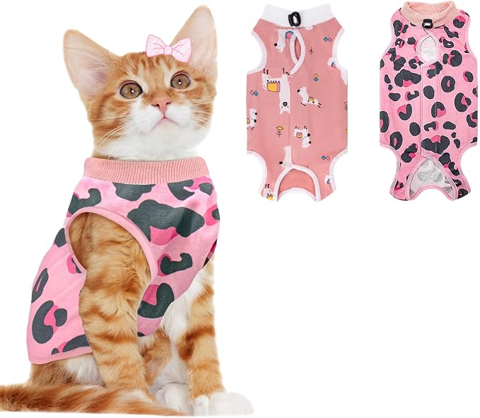 2 PCS Cat Recovery Suit for Spay Abdominal Wounds Cat Onesie for Cats After by Coppthinktu