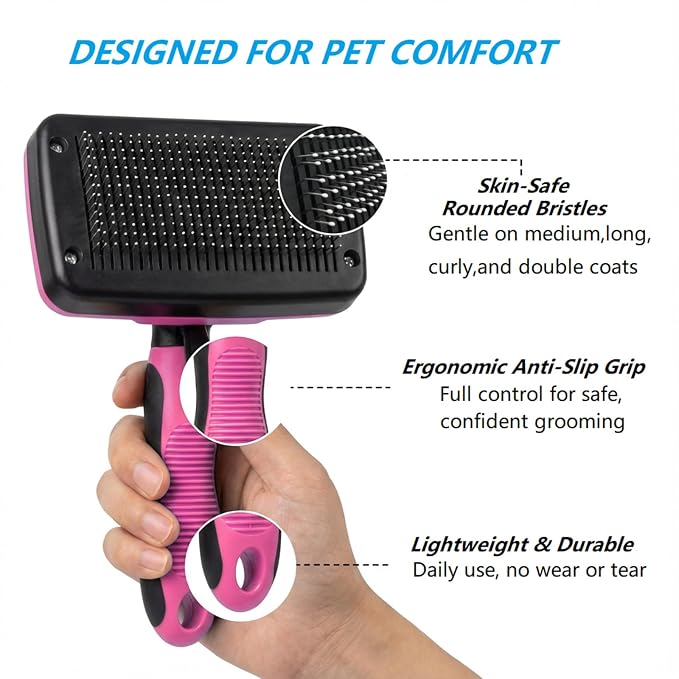 4PCS Self Cleaning Slicker Brush, Pet Grooming Rake, Bath Brush & Massage Brush - Image 2