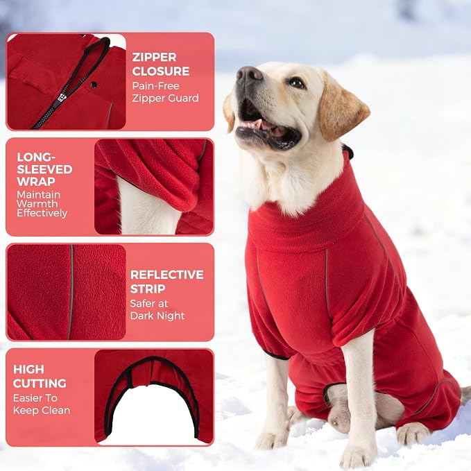 Mihachi Dog Snow Suit Dog Coat Soft Fleece Pullover Pajamas, Pet Windproof Warm - Image 3