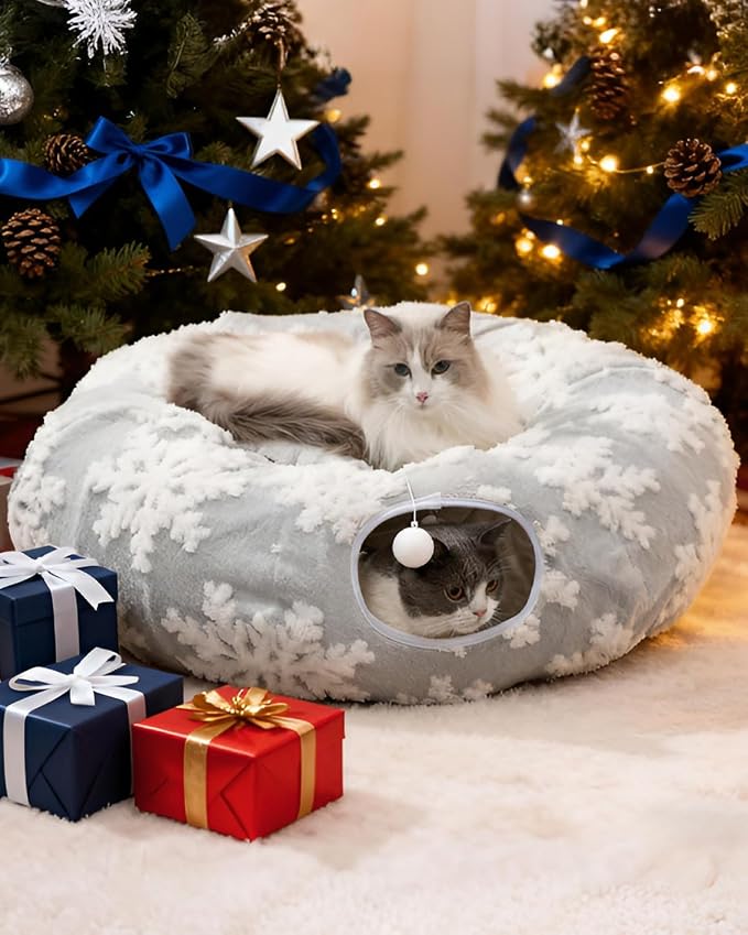 Grelife Cat Tunnel Bed for Indoor Cats, Cute Cat Tunnel Toys, Cat Donut Tunnel - Image 6
