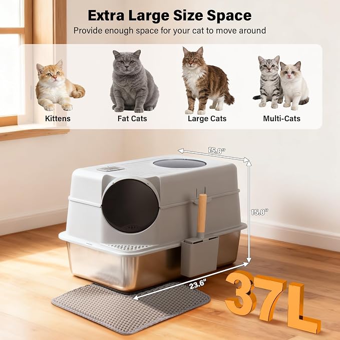 Extra Large Stainless Steel Litter Box - Image 2