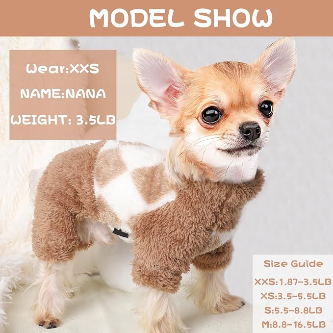 Sebaoyu Turtleneck Dog Pajamas for Small Dogs, Fleece Sweater, Winter Cute Tiny - Image 2