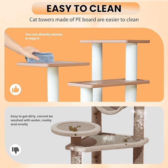 62” Tall Cat Tree for Outdoor and Indoor Cats, Weatherproof Large Outdoor Cat - Image 6