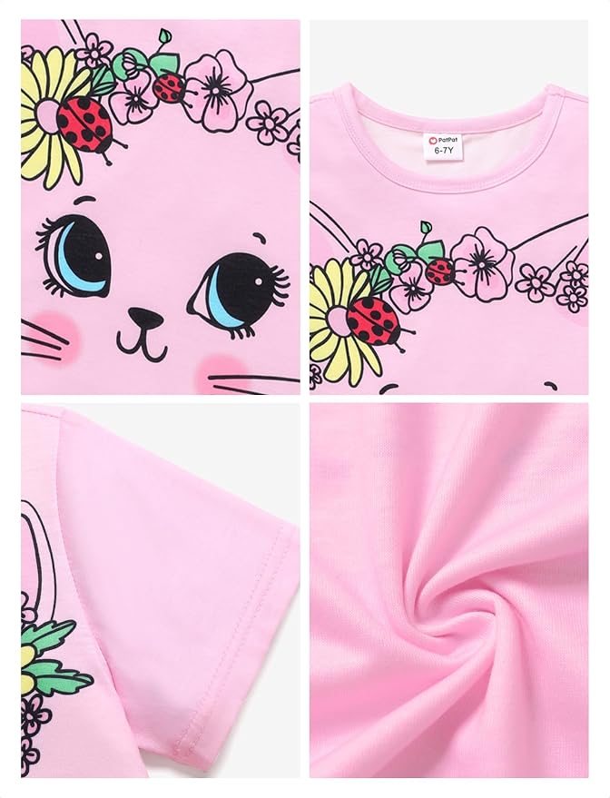 PATPAT Girls Crewneck Short Sleeve Graphic Tees Animal Print Shirts Cute Summer - Image 6
