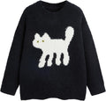 CIDER Women’s Cat Sweater Long Sleeve Crew Neck Fun Graphic Cute Patterned by CIDER