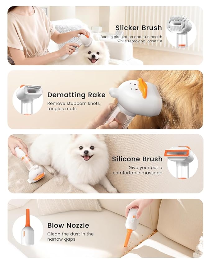 Vacuum Dog Brush for Shedding, 4-in-1 Self Cleaning Slicker Brush for Dogs& - Image 8