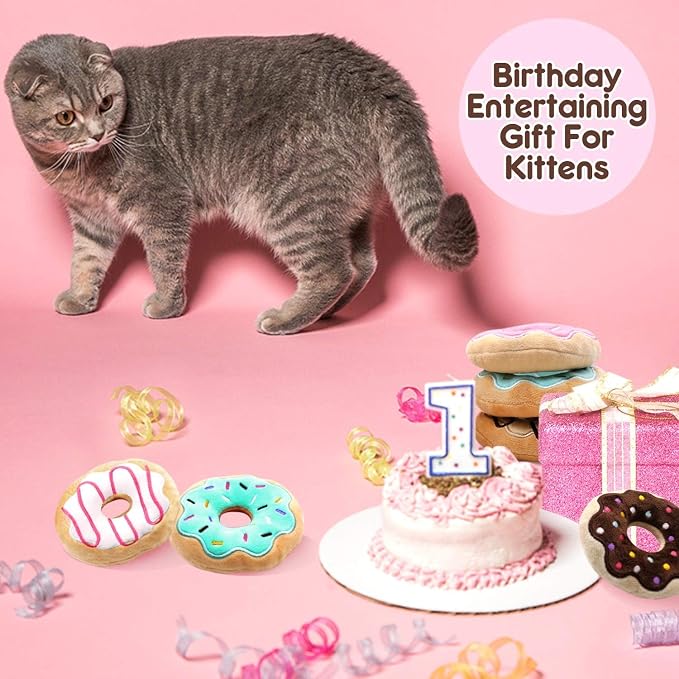CiyvoLyeen 6 Pack Donut Cat Catnip Toys Kitten Chew Knickknack Sprinkles - Image 6