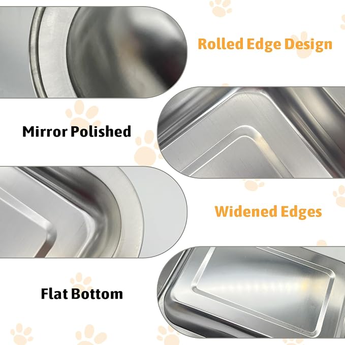 Fhiny 4Pack Stainless Steel Kitten Litter Box, Small Size Low Entry Metal Cat - Image 5