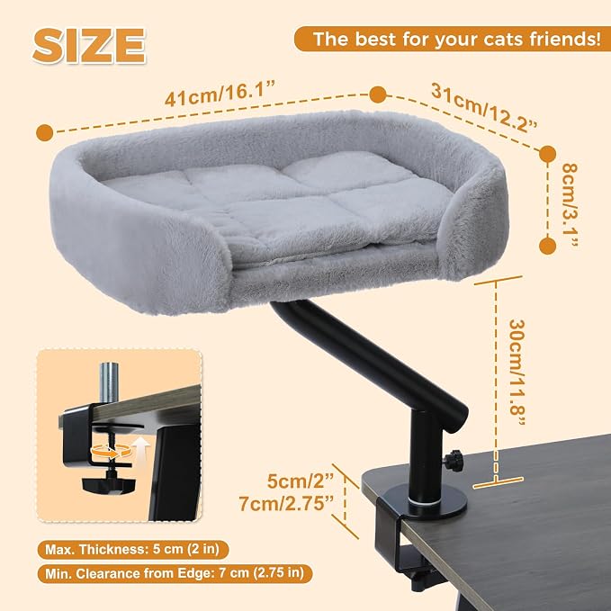 PAWZ Road Cat Desk Bed for Indoor Cats, Cat Bed for Desk Supports Up to 50 lbs - Image 2