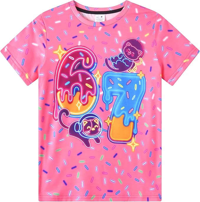Funnycokid Girls Shirts Cat T Shirt Size 5-12 Clothes by Funnycokid