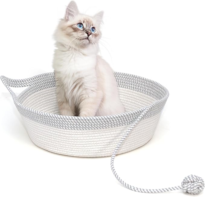 Cotton Rope Woven Cat Bed Basket, Hand Woven by WEAVELYRICS