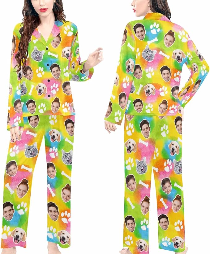 Artsadd Custom Pajamas for Women Men Family, Personalized Face Pjs Pajama Pants - Image 4
