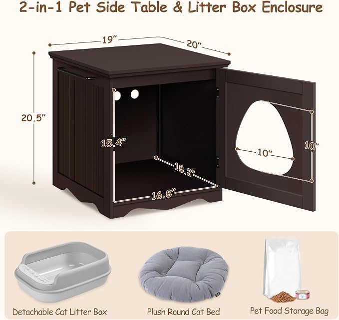 Yaheetech Cat Litter Box Enclosure, Litter Box Furniture Hidden - Image 7