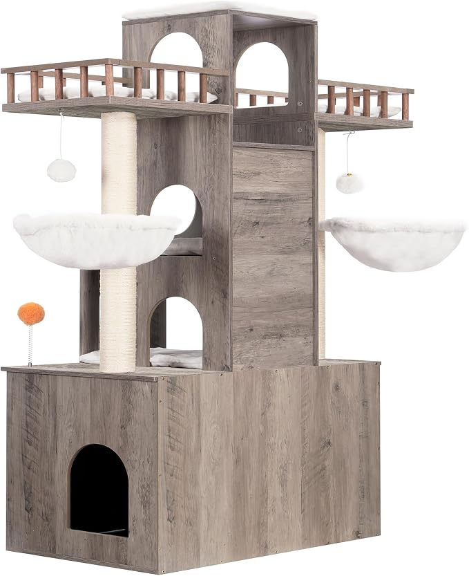 Heybly Cat Tree with Litter Box Enclosure - Image 5