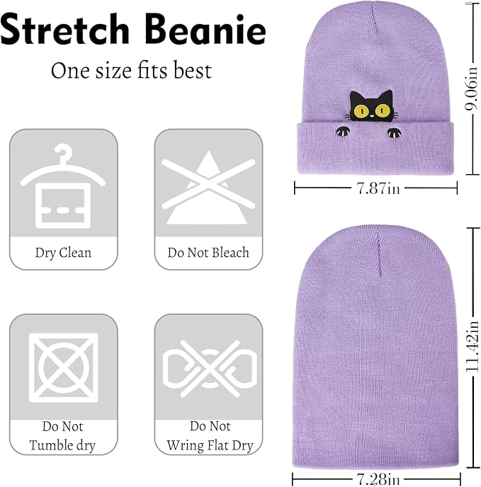 Funny Beanies Warm Knit Hats Fall Winter Black Hip Pop Knit Hat Cap - Image 6