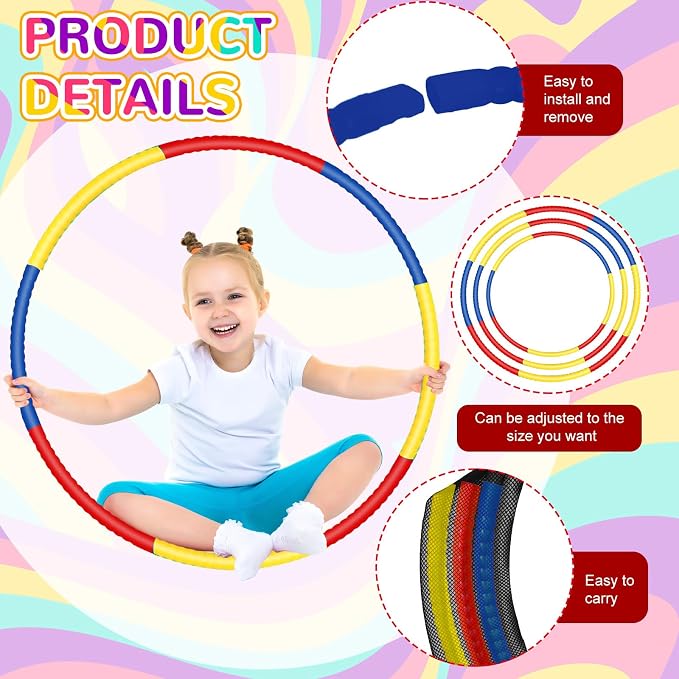 Sratte 12 Pcs Hoop for Detachable Adjustable Hoop Colored Exercise Ring Plastic - Image 2