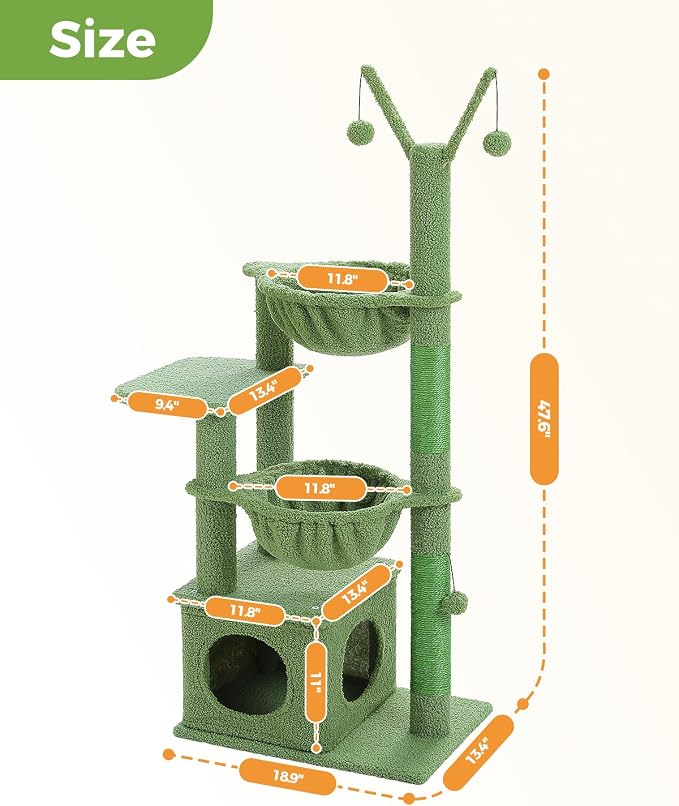 Cactus Cat Tree, 47.6" Cat Tower - Image 8