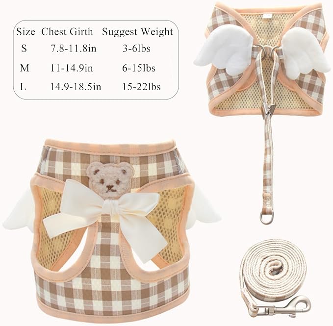 Dog Harness and Leash Set with Angle Wings, Pet Adjustable Mesh Vest Harness - Image 4