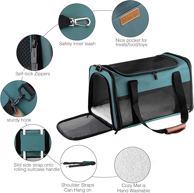 Cat Carrier - Portable Foldable Dog Pet Carrier, Soft-Sided Pet Bag up to 15 Lbs - Image 4