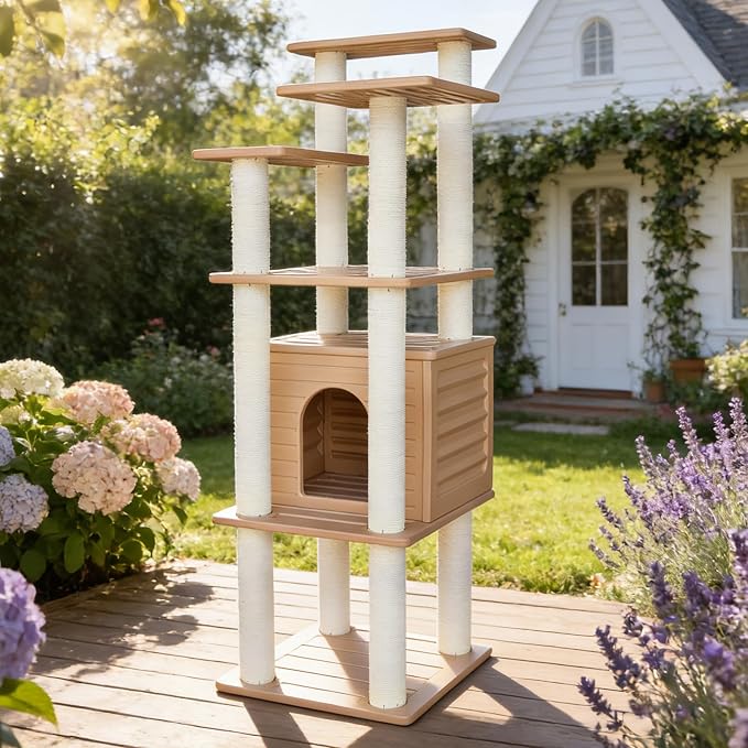 62” Tall Cat Tree for Outdoor and Indoor Cats, Weatherproof Large Outdoor Cat by InnovationProducts