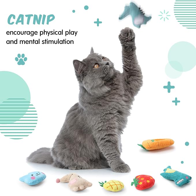 Gejoy 20 Pieces Catnip Toys for Indoor Cat Plush Kitten Cat Chew Toys Catnip - Image 3