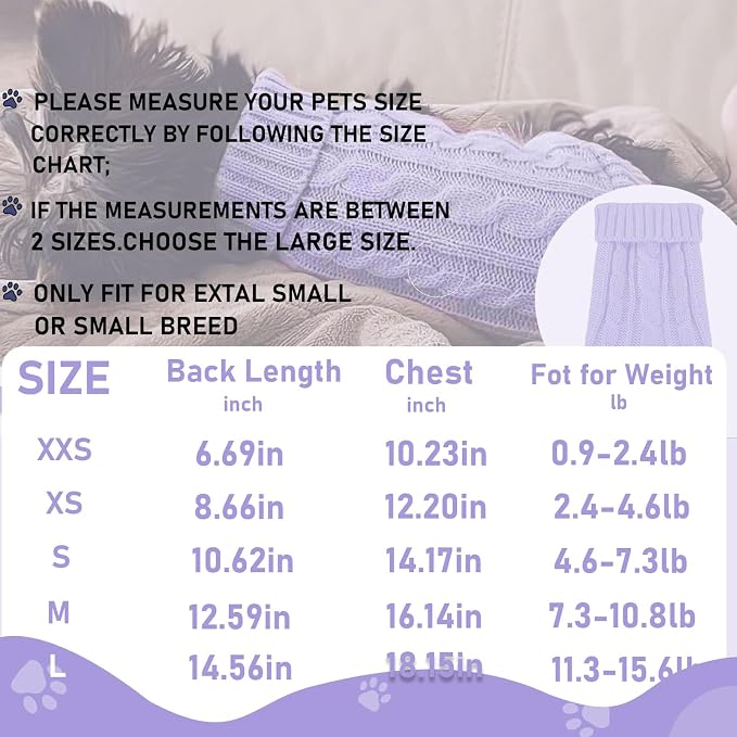 2 Pack Dog Sweaters for Small Dogs, Chihuahua Yorkie Sweater, Puppy Clothes - Image 6