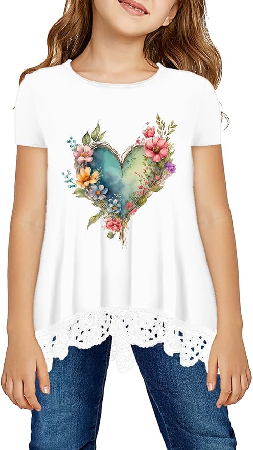 storeofbaby Girls Casual Tunic Tops Short Sleeve Loose Soft Blouse T-Shirt by storeofbaby