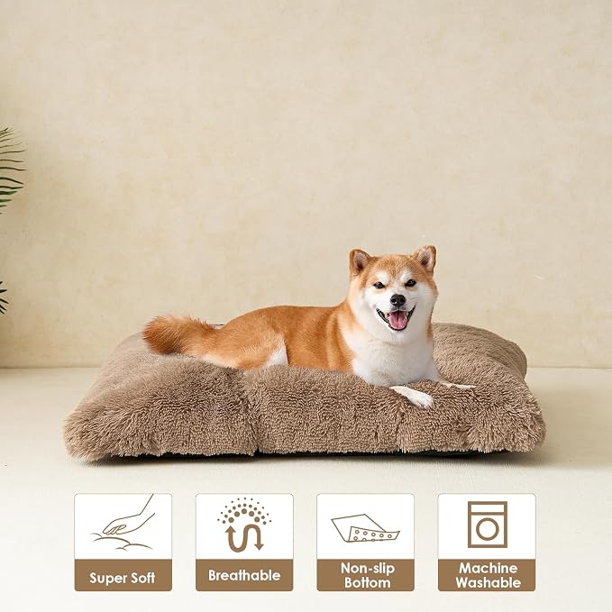 EHEYCIGA Fluffy Dog Crate Bed for Large Dogs, Plush Faux Fur Crate Pad - Image 8