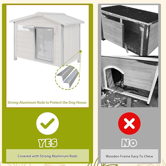 PetsCosset 40.2" L Large Dog House Outdoor & Indoor, Fir Wood Dog Kennel - Image 2