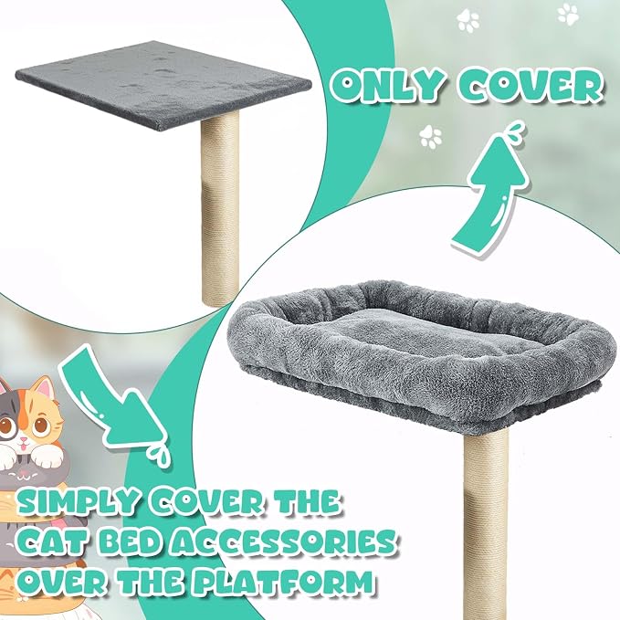 Abbylike 2 Pcs Cat Tree Tower Replacement Parts Grey Bed Cover - Image 4