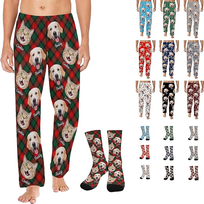 Artsadd Personalized Christmas Pajama Pants Socks by Artsadd