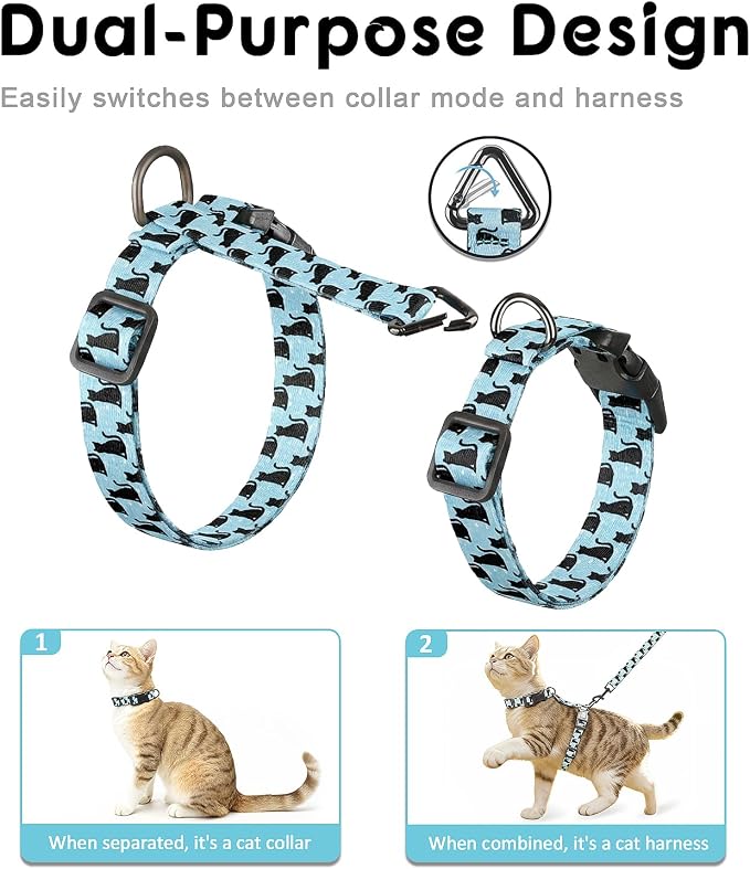 Halypet 2-Pack Cat Harness and Leash Set, Escape Proof 3-in-1 Adjustable Harness - Image 2
