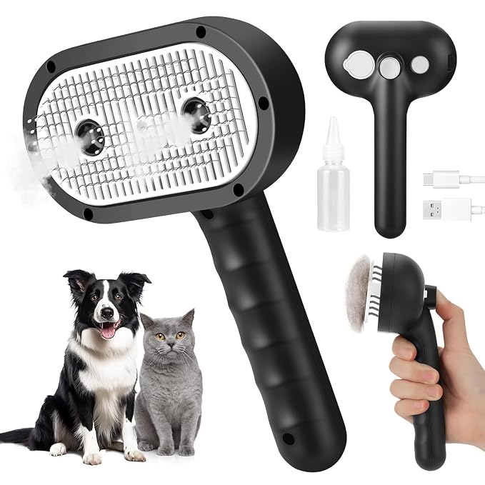 Cat Steam Brush for Grooming and Shedding for Long and Short Hair Pets by Unknown