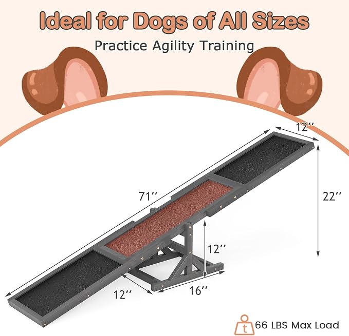PETSITE Wooden Dog Agility Seesaw, Dog Exercise & Play Set, Outdoor Run Game Toy - Image 4