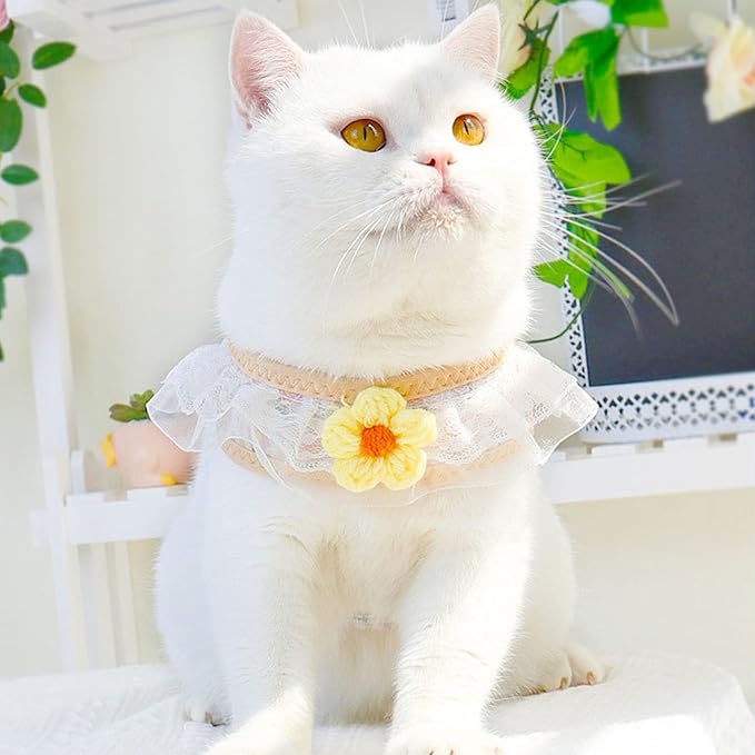 Cat Harness Collar and Leash Set, Sweet Lace Floral Kitten Collar, Escape Proof - Image 6