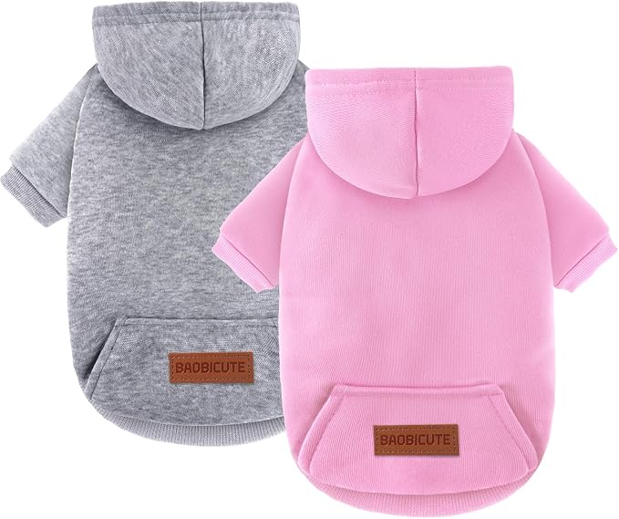 2 Pack Dog Hoodie Warm Hood Dog Sweater Cold Weather Small Dogs Sweatshirt by BAOBICUTE