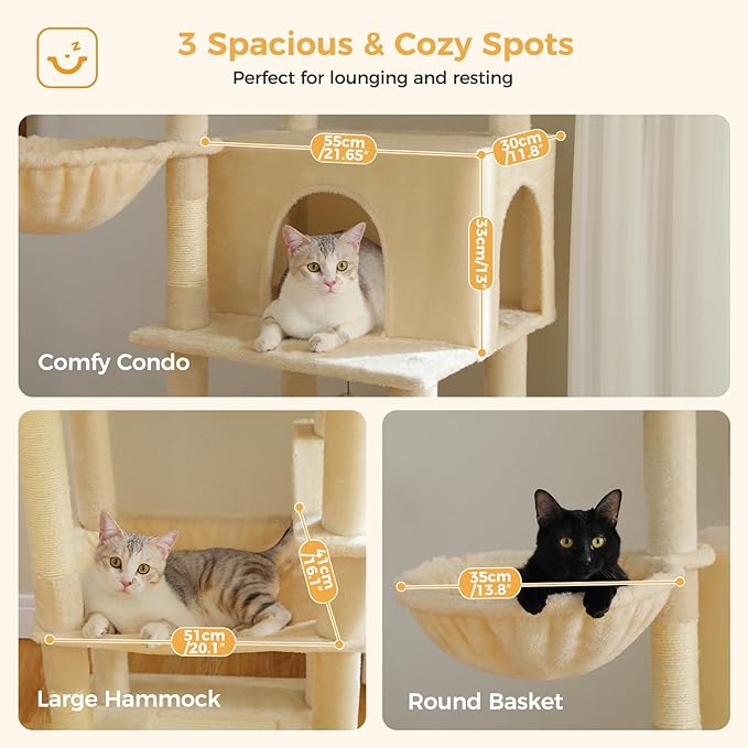 PAWZ Road Large Cat Tree, 73 Inches Tall Cat Tower - Image 6