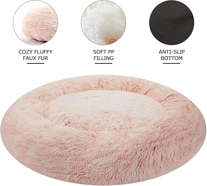 Bedfolks Calming Donut Dog Bed, 45-Inch Round Plush Anti-Anxiety Dog Bed - Image 3