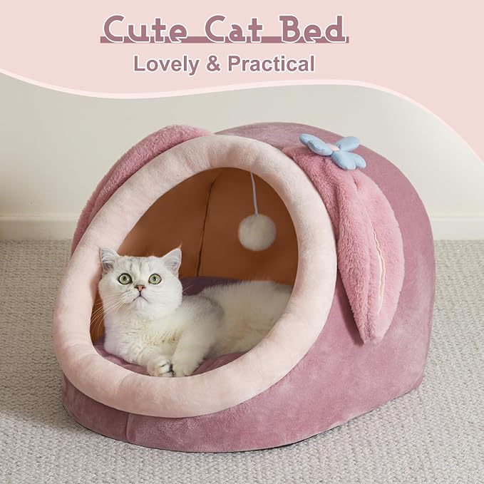 Jiupety Cute Cat Bed for Indoor Cats, Warm Soft Cave Fit for 11-17 lb Cats and - Image 5